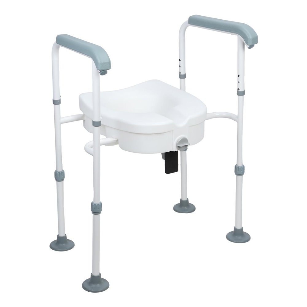 YOXIER Toilet Seat, Toilet Seat Risers for Seniors, Bedside Commode,Raised Toilet Seat with Handles, Toilet Safety Frames & Rail for Elderly and Handicap, Elevated Shower Commode Chair with Arm 1 Set