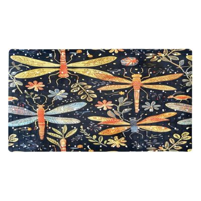 Non Slip Bathtub Mat Dragonfly Leave Print Bathroom Shower Tub Mats with Suction Cups and Drain Holes for Kids and Adults 15.7x27.9 in