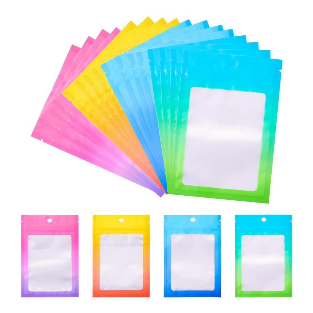 40 Pack Resealable Smell Proof Bags, Craftdady Gradient Mylar Bags with Clear Window Self Seal Storage Bag Foil Pouch Bag for Candy Food Storage Small Jewelry Product Packaging(5.91 x 3.94 Inch)