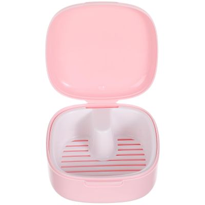 TOVINANNA Case, Portable Box with Strainer for Travel, False Container Bath Box for Soaking Dentures