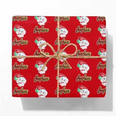 MyPhotoPrint Personalized Christmas Paper Roll Birthday Wrap Paper Roll Custom Wrapping PaperRed for Friend Grandma Grandpa