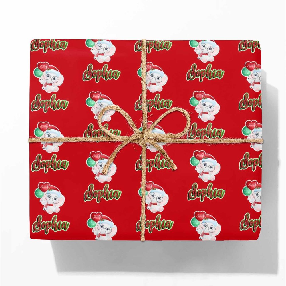 MyPhotoPrint Personalized Christmas Paper Roll Birthday Wrap Paper Roll Custom Wrapping PaperRed for Friend Grandma Grandpa