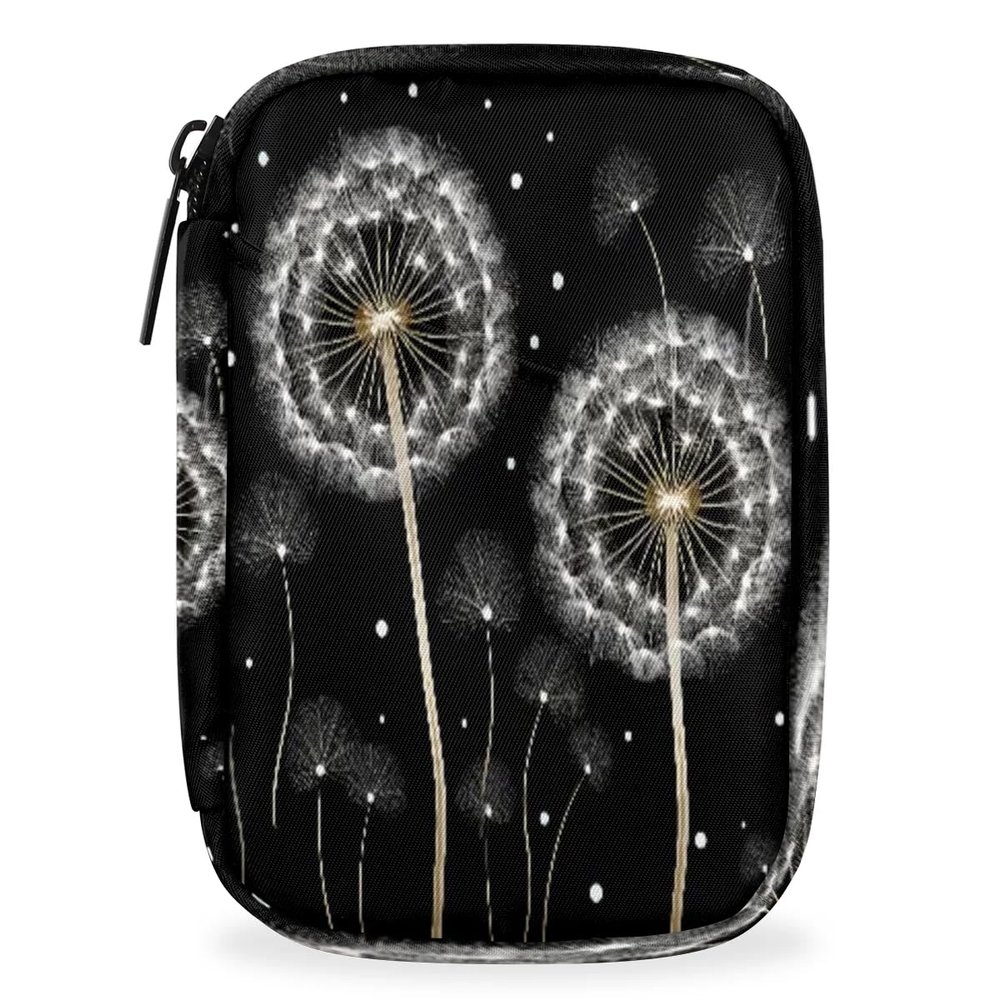 Dandelion Print Floral Pill Case Bag Portable Weekly Pill Organizer Travel Pill Organizer Case Bag with Zipper for Medicine Supplements Vitamins