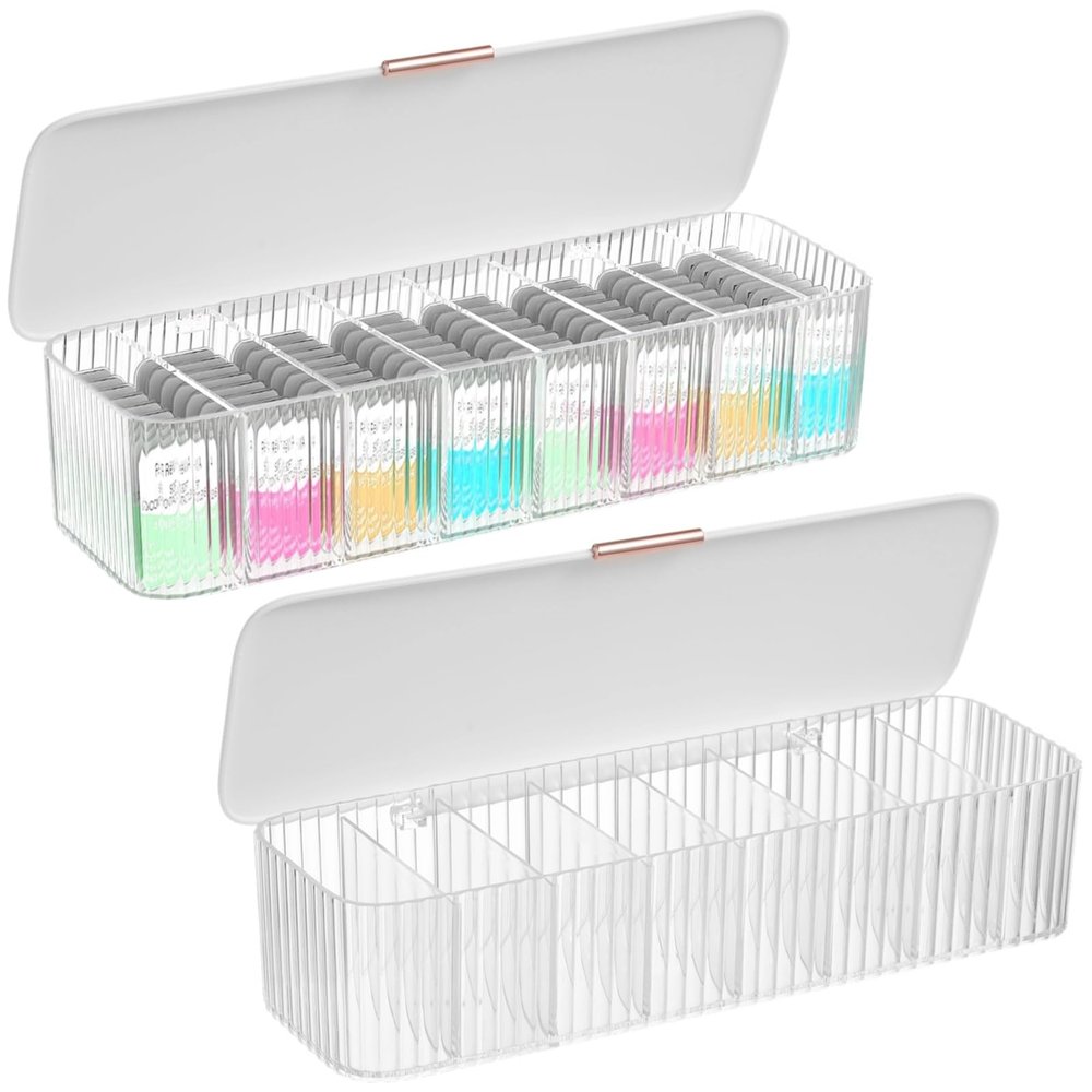 OMISTAR 2Pcs White P-80 daily contact lens organizer with a Remover & a Tweezer, Disposable Contact Lens Dispenser, Clear Plastic Box for All Brands Daily Lens