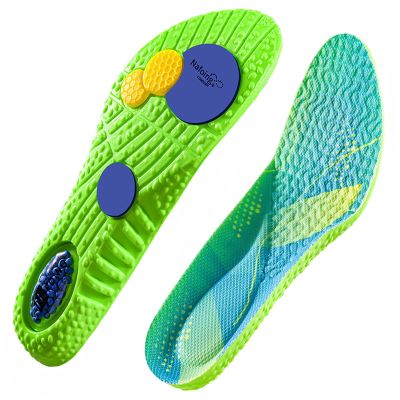 Air Cushion Support Sports Insole High Elasticity Shock Absorption Sweat Standing for A Long Time Do Not Get Tired, Ultra-Soft and Comfortable Insoles (Green, Men 8.5-9 Women 11-12275mm)