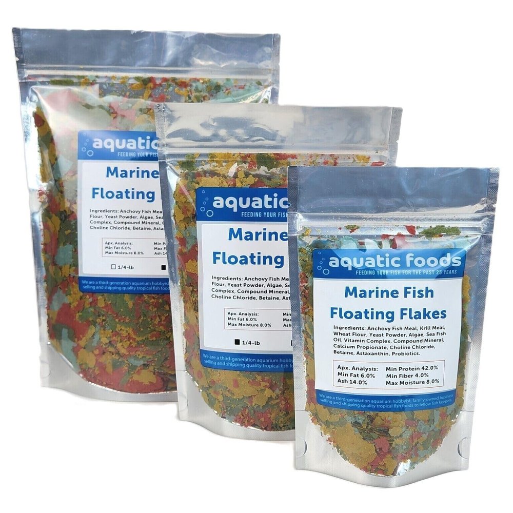 Aquatic Foods Inc. Marine Fish Flakes of Red & Green Algae, Seaweeds for Tangs, Butterflies, Angelfish, Anthias, Clown Fish, Damsels...WL1/2-lb Foil Pouch Bag