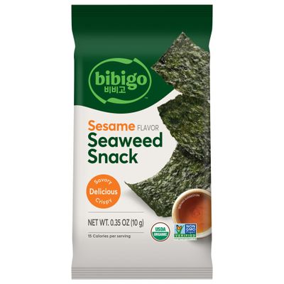 Bibigo Sesame Flavor Seaweed Snack, Non GMO, Gluten Free, 0.35 Ounces (Pack Of 1)