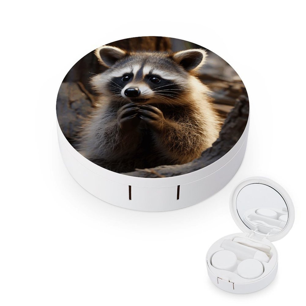 QWHJK Contact Lens Case,Cute Raccoon Print Plastic Contact Lens Case,contact Lens Care Box,ontact Lens Travel Box