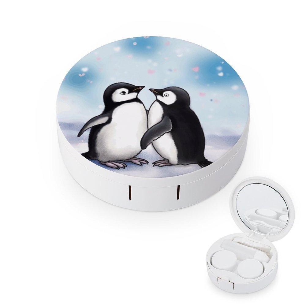 QWHJK Contact Lens Case,I Love Penguins Print Plastic Contact Lens Case,contact Lens Care Box,ontact Lens Travel Box