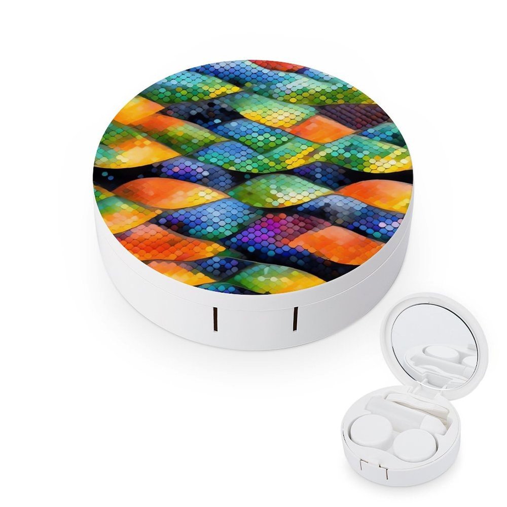 QWHJK Contact Lens Case,Rainbow Fish Scale Print Plastic Contact Lens Case,contact Lens Care Box,ontact Lens Travel Box