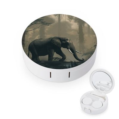 QWHJK Contact Lens Case,Forest Elephant Print Plastic Contact Lens Case,contact Lens Care Box,ontact Lens Travel Box