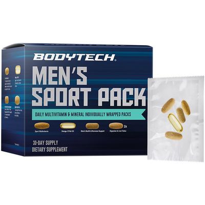 BODYTECH MenaTMs Sport Pack a Daily Multivitamin, Mineral, & Supplement Packs a Individually Wrapped (30-Day Supply)