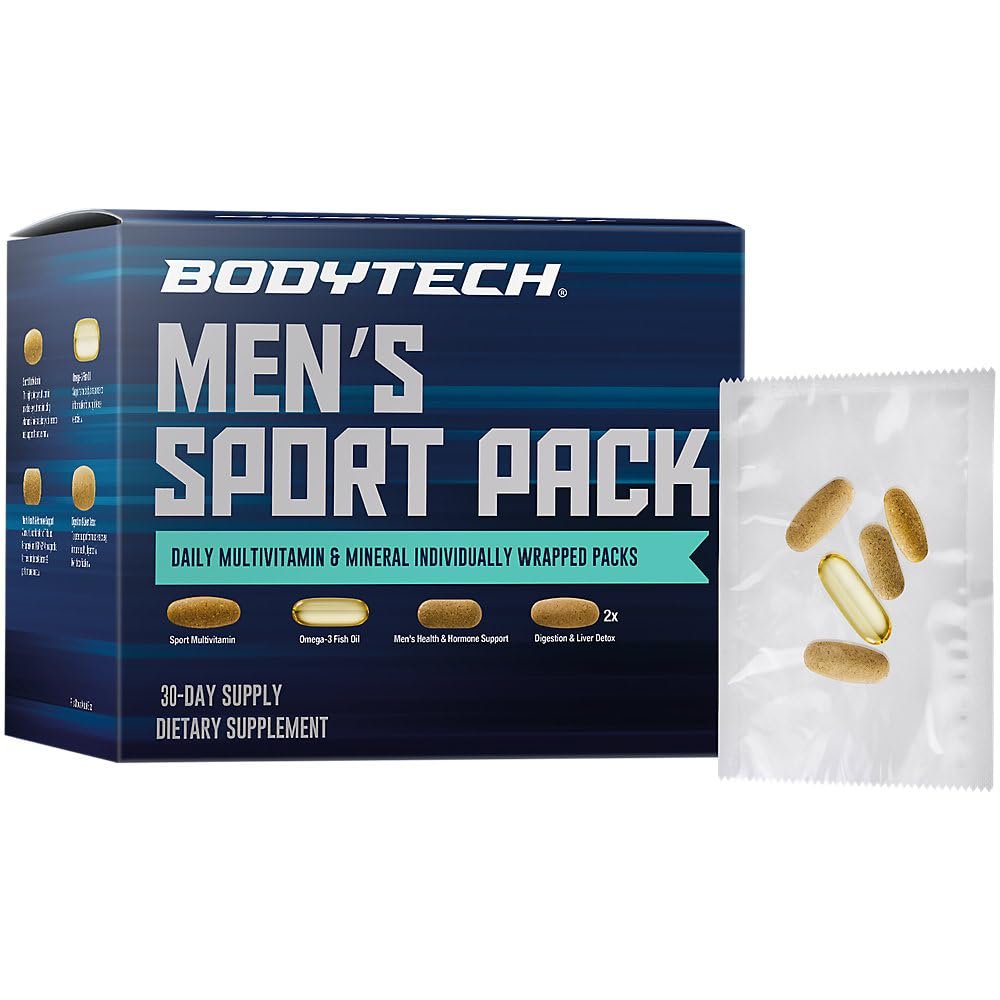 BODYTECH MenaTMs Sport Pack a Daily Multivitamin, Mineral, & Supplement Packs a Individually Wrapped (30-Day Supply)