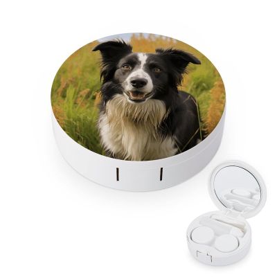 QWHJK Contact Lens Case,Mohado Border Collie Dog Print Plastic Contact Lens Case,contact Lens Care Box,ontact Lens Travel Box