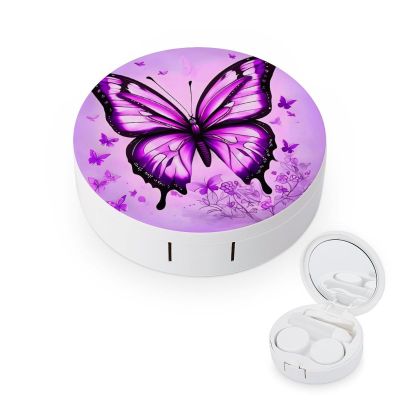 QWHJK Contact Lens Case,Purple Butterfly Print Plastic Contact Lens Case,contact Lens Care Box,ontact Lens Travel Box