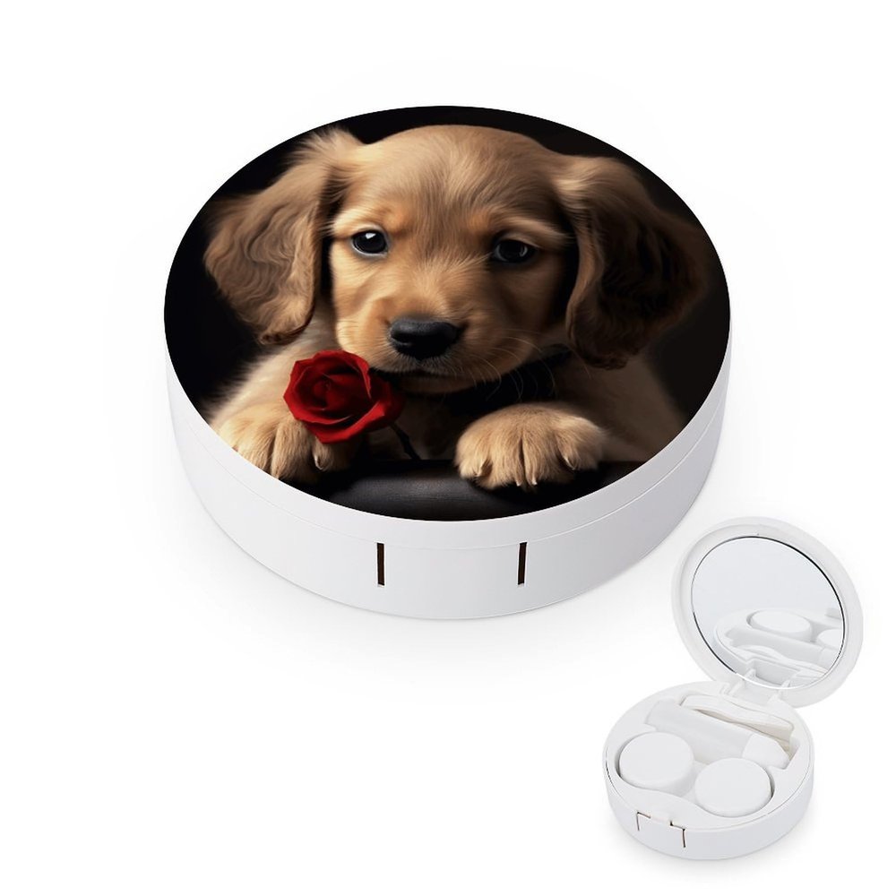 QWHJK Contact Lens Case,Cute Pet Dog Print Plastic Contact Lens Case,contact Lens Care Box,ontact Lens Travel Box
