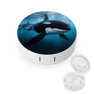 QWHJK Contact Lens Case,Killer Whale Print Plastic Contact Lens Case,contact Lens Care Box,ontact Lens Travel Box