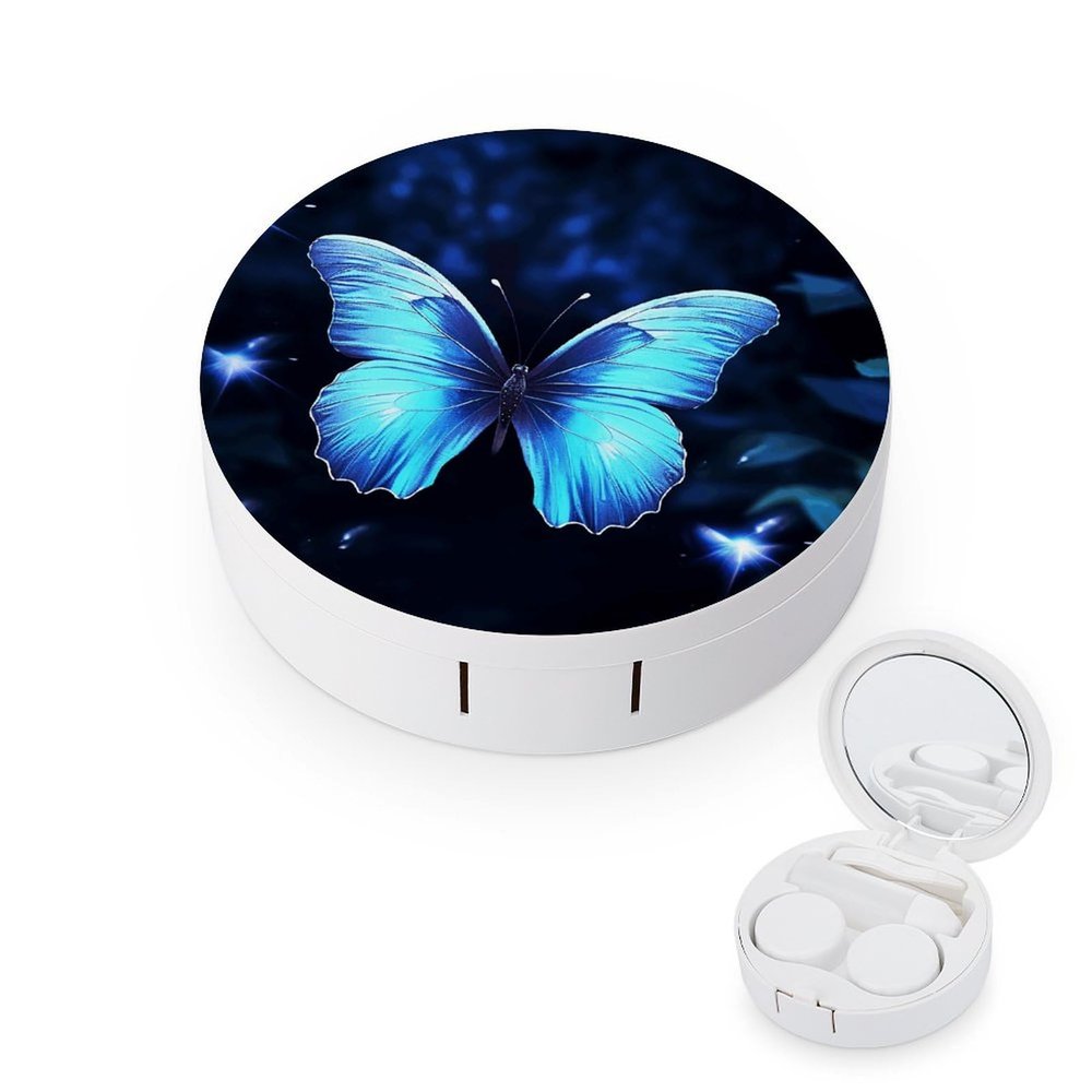 QWHJK Contact Lens Case,Blue Butterfly Print Plastic Contact Lens Case,contact Lens Care Box,ontact Lens Travel Box