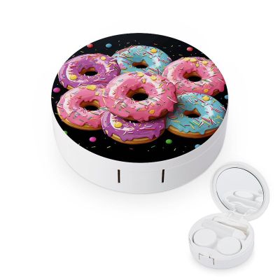 QWHJK Contact Lens Case,Donut Print Plastic Contact Lens Case,contact Lens Care Box,ontact Lens Travel Box