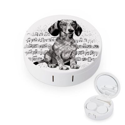 QWHJK Contact Lens Case,Dachshund Music Notes Print Plastic Contact Lens Case,contact Lens Care Box,ontact Lens Travel Box