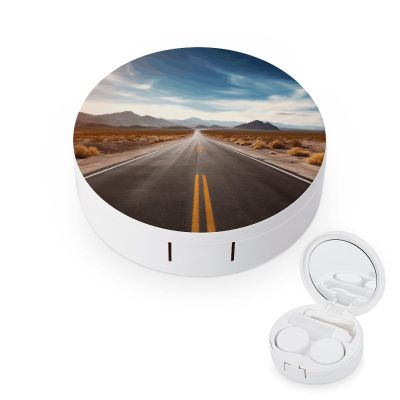 QWHJK Contact Lens Case,Desert Landscape Highway Print Plastic Contact Lens Case,contact Lens Care Box,ontact Lens Travel Box