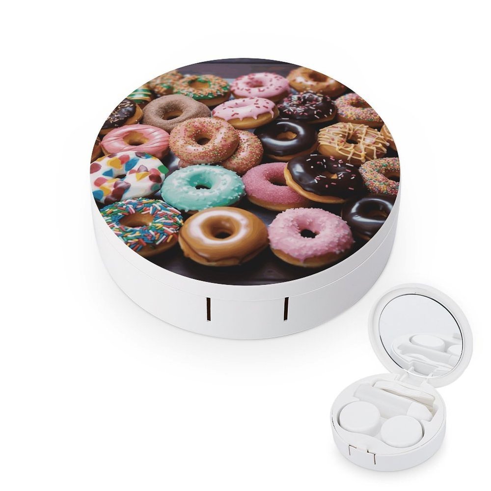 QWHJK Contact Lens Case,Donuts Print Plastic Contact Lens Case,contact Lens Care Box,ontact Lens Travel Box
