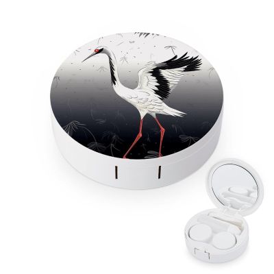QWHJK Contact Lens Case,Japanese Crane Print Plastic Contact Lens Case,contact Lens Care Box,ontact Lens Travel Box
