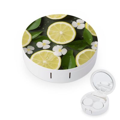 QWHJK Contact Lens Case,Fresh Lemon Print Plastic Contact Lens Case,contact Lens Care Box,ontact Lens Travel Box
