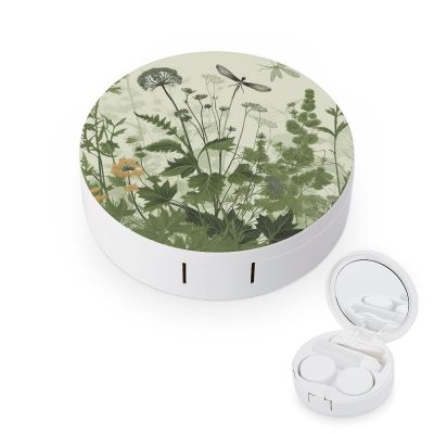 QWHJK Contact Lens Case,Herb with Dragonfly Wings Print Plastic Contact Lens Case,contact Lens Care Box,ontact Lens Travel Box