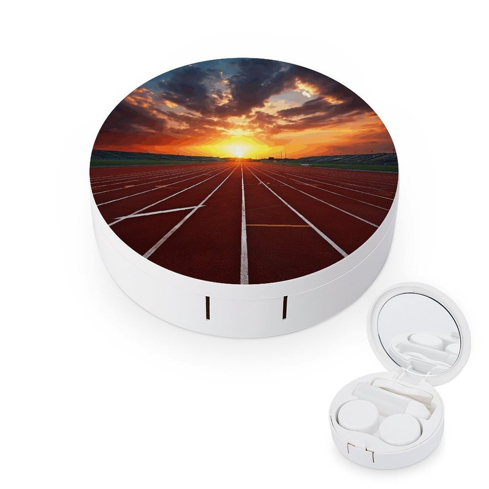 QWHJK Contact Lens Case,Dusk Running Track Print Plastic Contact Lens Case,contact Lens Care Box,ontact Lens Travel Box