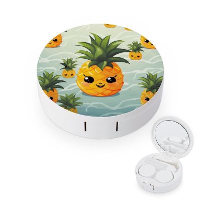 QWHJK Contact Lens Case,Cute Pineapple Print Plastic Contact Lens Case,contact Lens Care Box,ontact Lens Travel Box