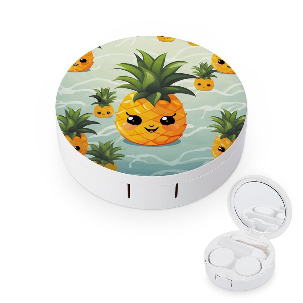 QWHJK Contact Lens Case,Cute Pineapple Print Plastic Contact Lens Case,contact Lens Care Box,ontact Lens Travel Box
