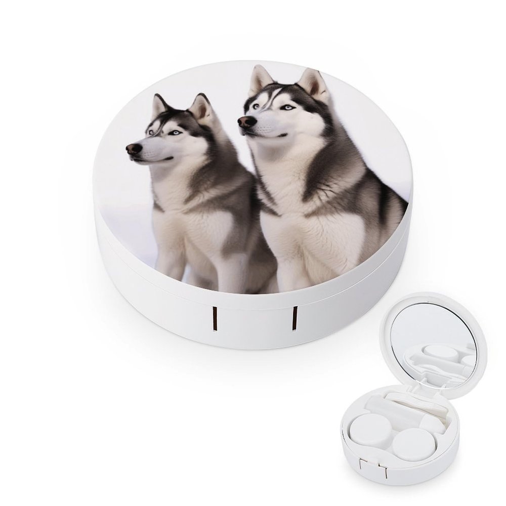 QWHJK Contact Lens Case,Husky Dogs Print Plastic Contact Lens Case,contact Lens Care Box,ontact Lens Travel Box