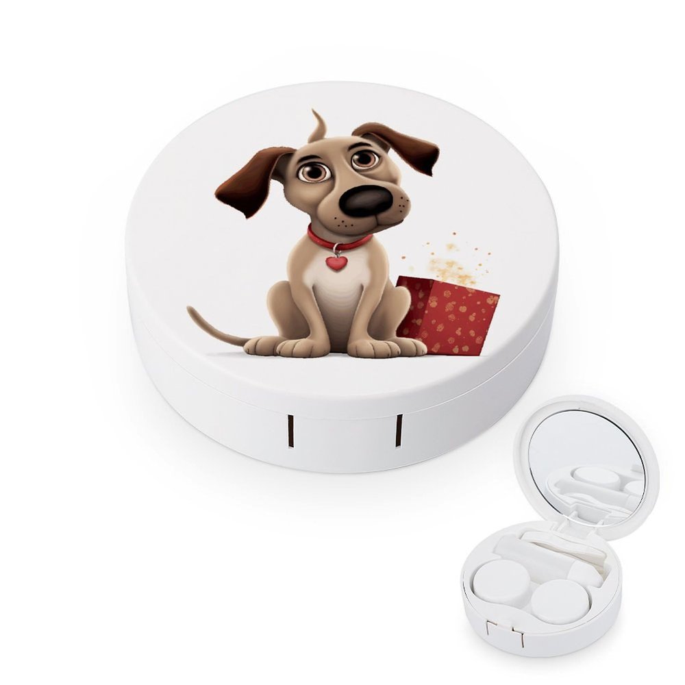QWHJK Contact Lens Case,Dog Print Plastic Contact Lens Case,contact Lens Care Box,ontact Lens Travel Box