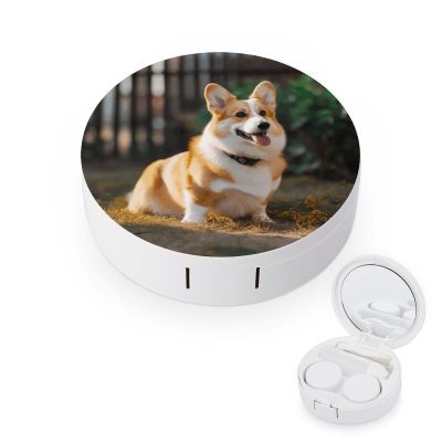 QWHJK Contact Lens Case,Dog Corgi Print Plastic Contact Lens Case,contact Lens Care Box,ontact Lens Travel Box