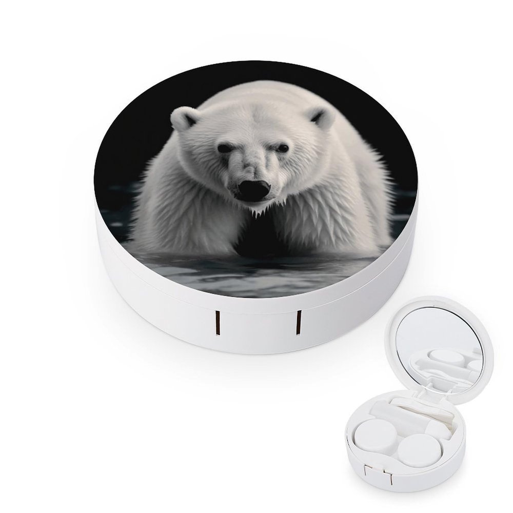 QWHJK Contact Lens Case,Polar Bear Print Plastic Contact Lens Case,contact Lens Care Box,ontact Lens Travel Box