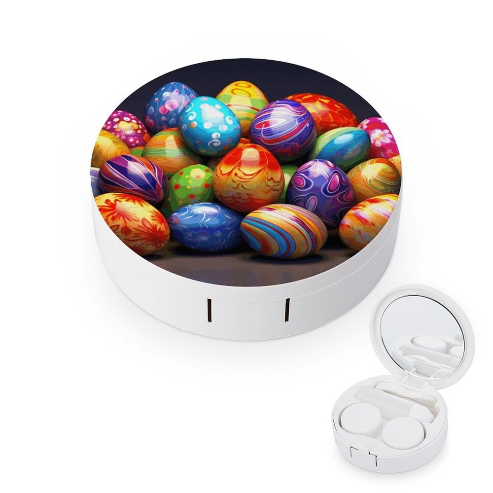 QWHJK Contact Lens Case,Easter Eggs Print Plastic Contact Lens Case,contact Lens Care Box,ontact Lens Travel Box