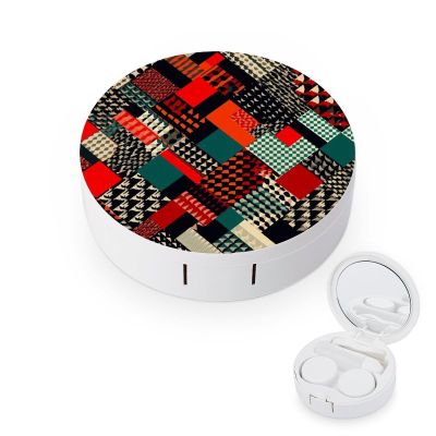QWHJK Contact Lens Case,Diagonal Geometric Pattern Print Plastic Contact Lens Case,contact Lens Care Box,ontact Lens Travel Box