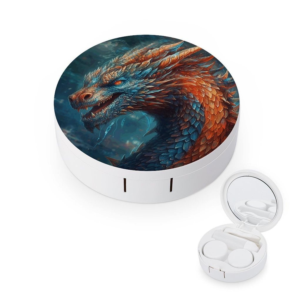QWHJK Contact Lens Case,Dragon Art Print Plastic Contact Lens Case,contact Lens Care Box,ontact Lens Travel Box
