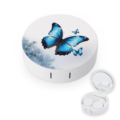 QWHJK Contact Lens Case,Blue Butterfly Print Plastic Contact Lens Case,contact Lens Care Box,ontact Lens Travel Box