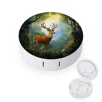 QWHJK Contact Lens Case,Deer Forest Print Plastic Contact Lens Case,contact Lens Care Box,ontact Lens Travel Box