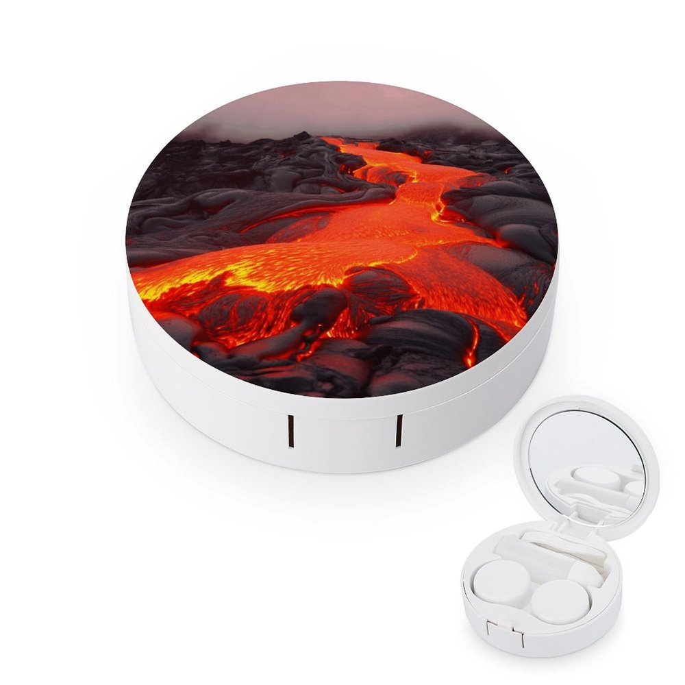 QWHJK Contact Lens Case,Red Lava Print Plastic Contact Lens Case,contact Lens Care Box,ontact Lens Travel Box