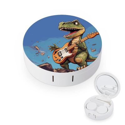 QWHJK Contact Lens Case,Dinosaur Playing Guitar Print Plastic Contact Lens Case,contact Lens Care Box,ontact Lens Travel Box
