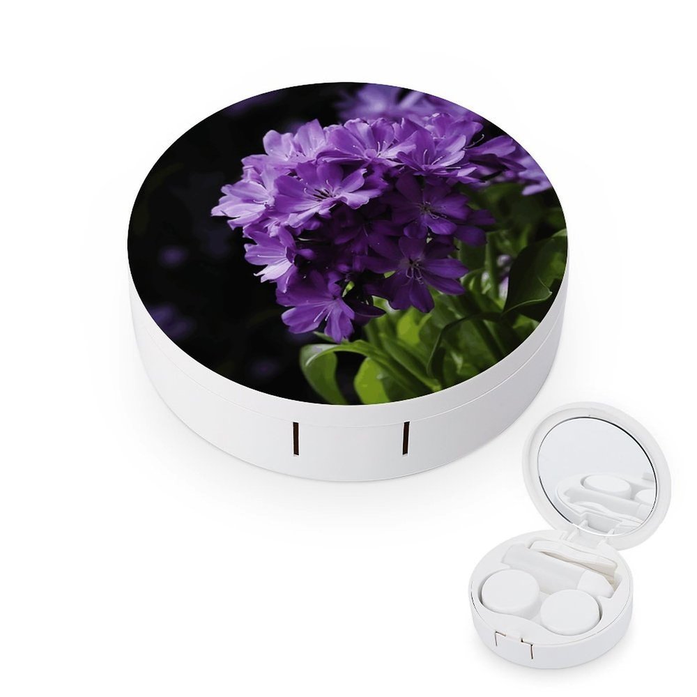 QWHJK Contact Lens Case,Purple Flower Print Plastic Contact Lens Case,contact Lens Care Box,ontact Lens Travel Box
