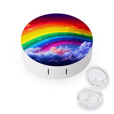QWHJK Contact Lens Case,Rainbow Print Plastic Contact Lens Case,contact Lens Care Box,ontact Lens Travel Box