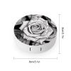 QWHJK Contact Lens Case,Black White Rose Print Plastic Contact Lens Case,contact Lens Care Box,ontact Lens Travel Box view 2