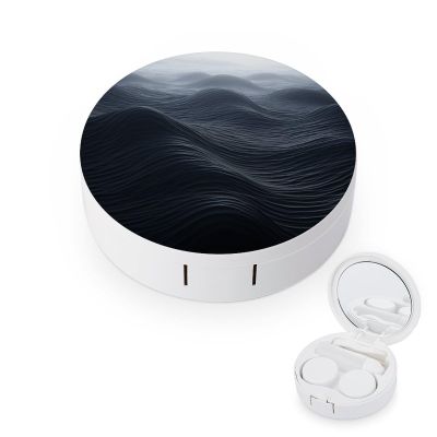 QWHJK Contact Lens Case,Deep Black Waves Print Plastic Contact Lens Case,contact Lens Care Box,ontact Lens Travel Box