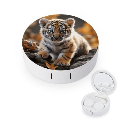 QWHJK Contact Lens Case,Cute Tiger Cub Print Plastic Contact Lens Case,contact Lens Care Box,ontact Lens Travel Box