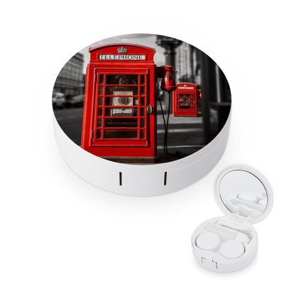 QWHJK Contact Lens Case,UK Retro London Telephone Print Plastic Contact Lens Case,contact Lens Care Box,ontact Lens Travel Box