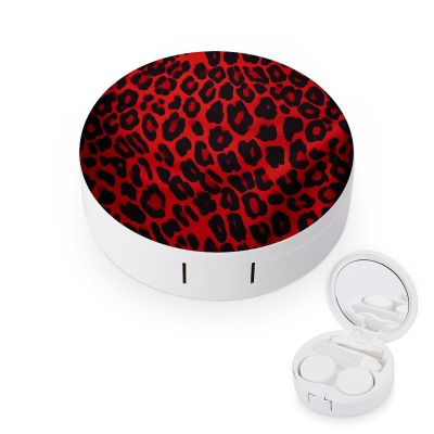 QWHJK Contact Lens Case,Red Leopard Pattern Print Plastic Contact Lens Case,contact Lens Care Box,ontact Lens Travel Box